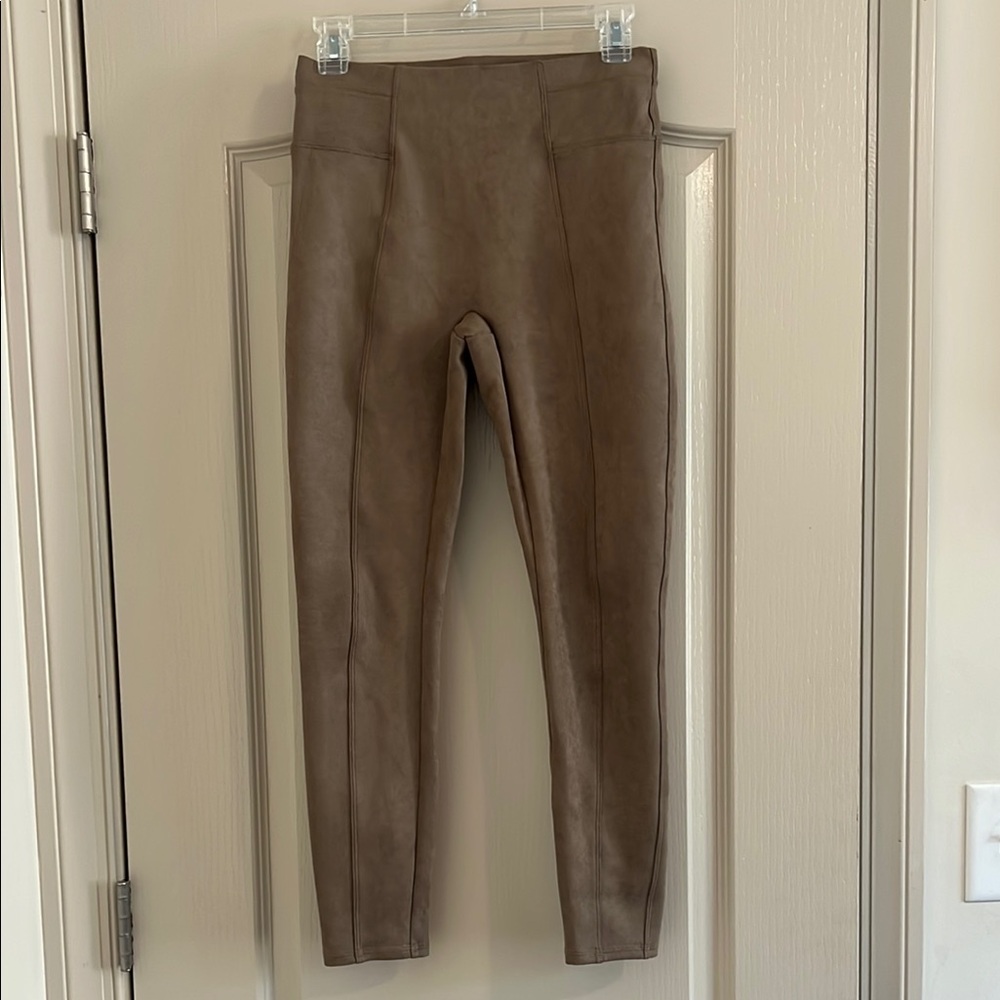 SPANX Taupe Faux Suede Leggings